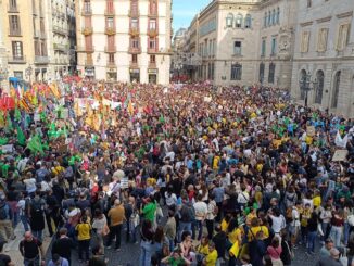 Imatge de la manifestacio a plaça Sant Jaume