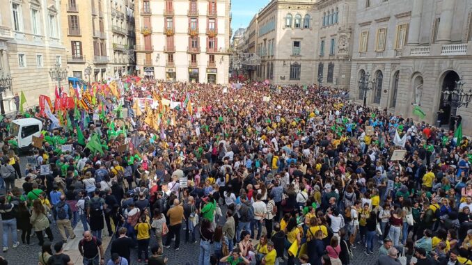 Imatge de la manifestacio a plaça Sant Jaume