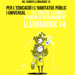 Cartell de la convocatòria del dimecres 7 d'octubre a les 8 h al carrer Llenguadoc 74 per aturar el desnonament pel dret a l'educació i a l'habitatge públic i universal